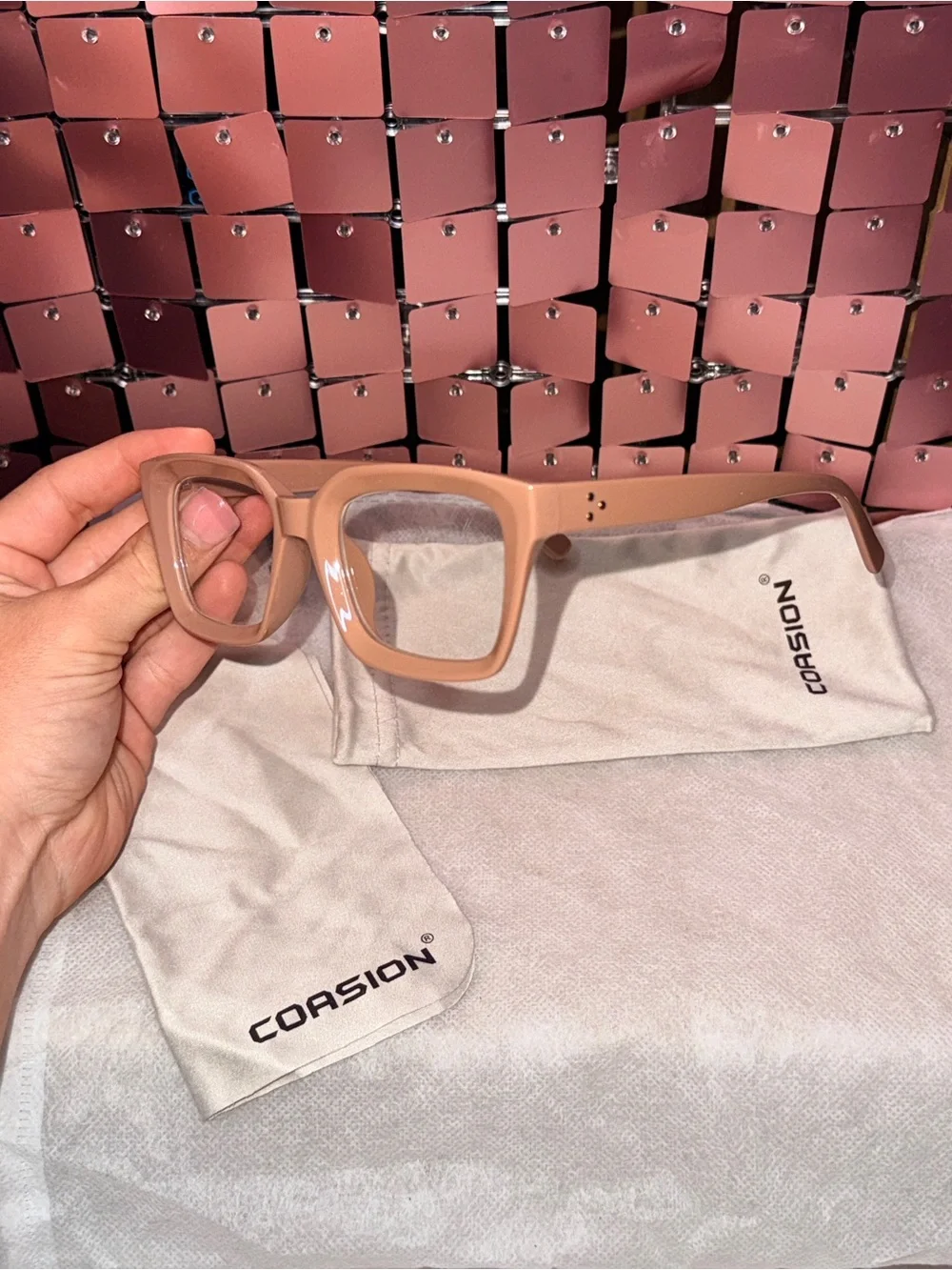 Coasion Women’s Tan Square Frame Eyeglasses